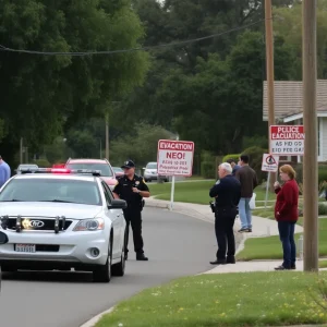 Evacuated neighborhood in Twentynine Palms with police presence
