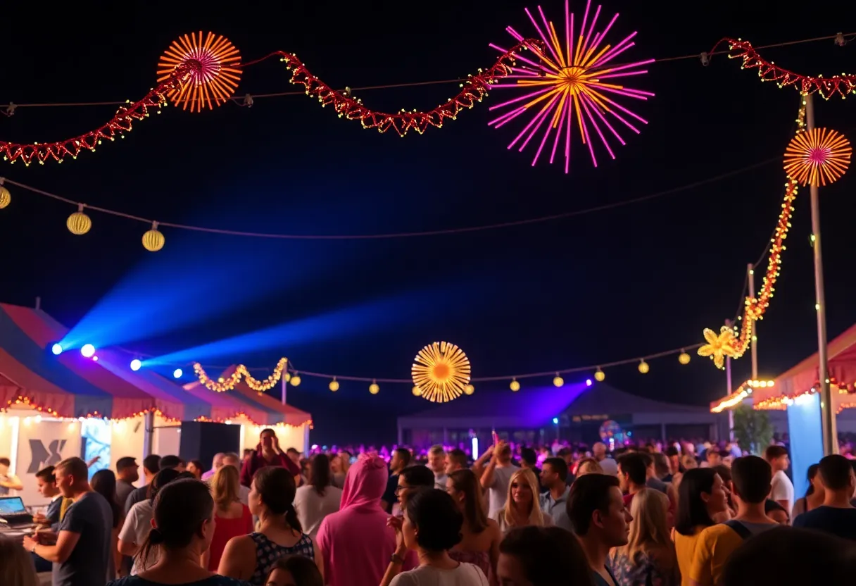 Crowd enjoying the 4th of July Picnic in Austin with festive atmosphere.