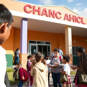 Students and teachers engaging in educational activities at a middle school