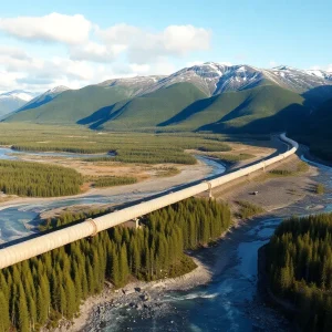 Natural landscape in Alaska, showcasing potential pipeline route