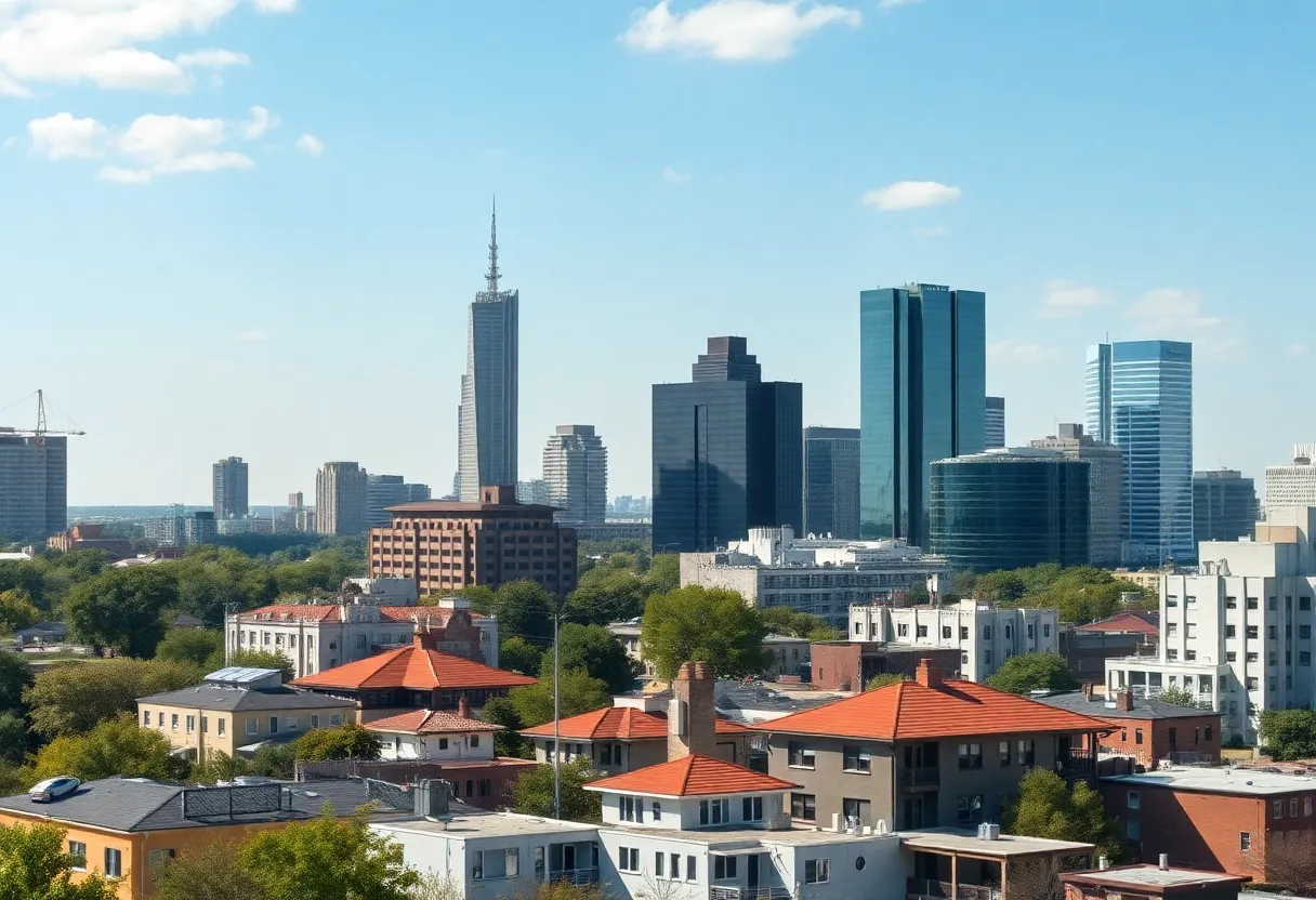 Austin city skyline with affordable housing