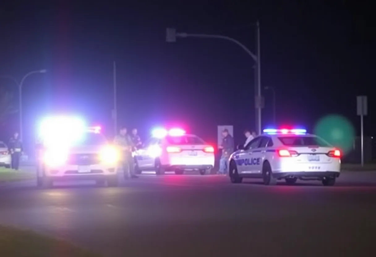 Police cars and emergency responders at an incident location in Austin