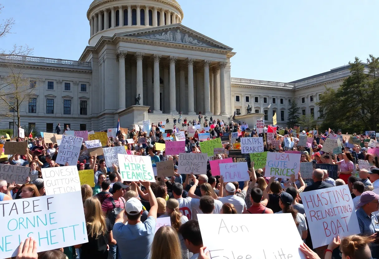 Crowd of protesters at the Texas State Capitol during a rally