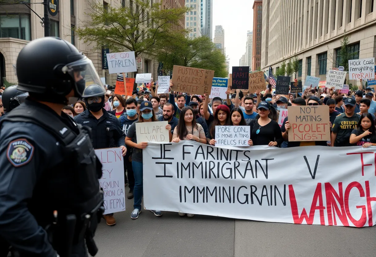 Protestors gathered in Austin holding banners advocating for immigrant rights