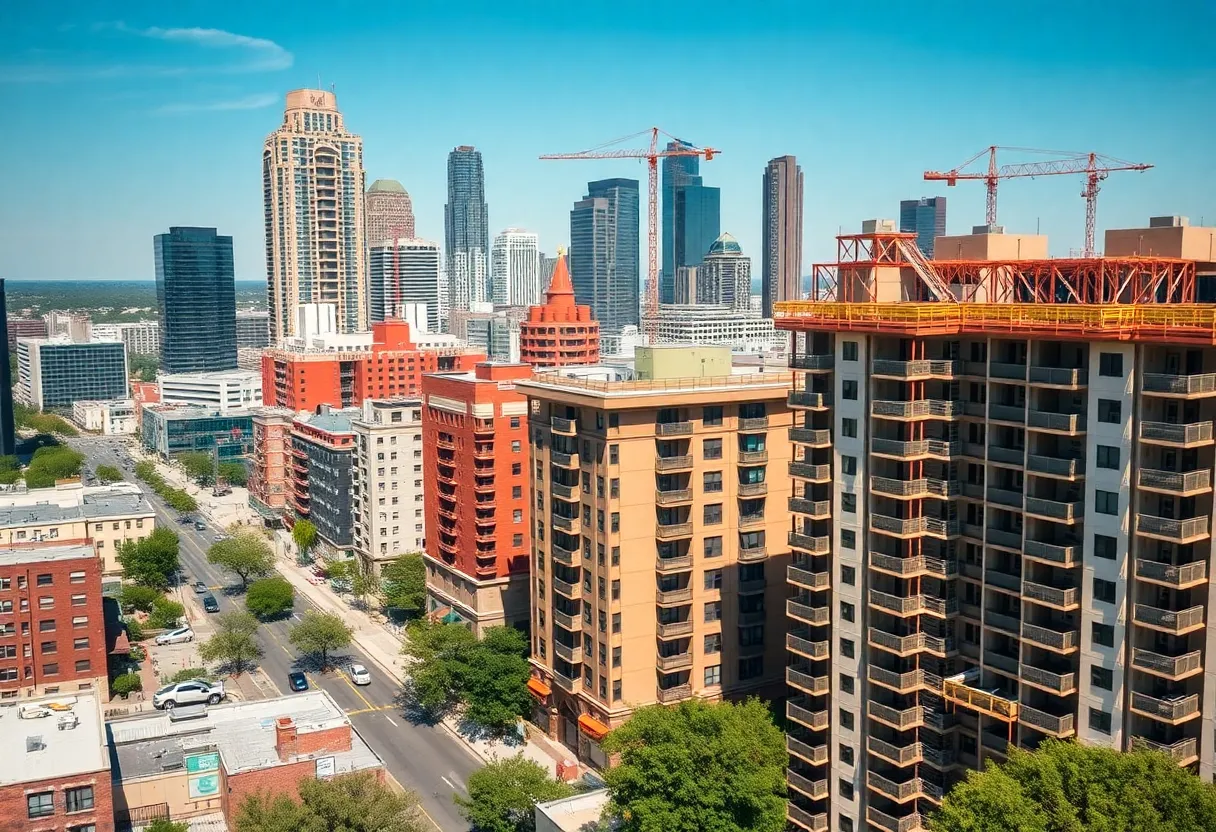 Austin Texas cityscape showing residential construction
