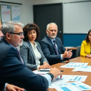 School administrators discussing budget issues