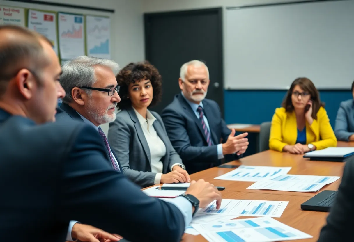 School administrators discussing budget issues