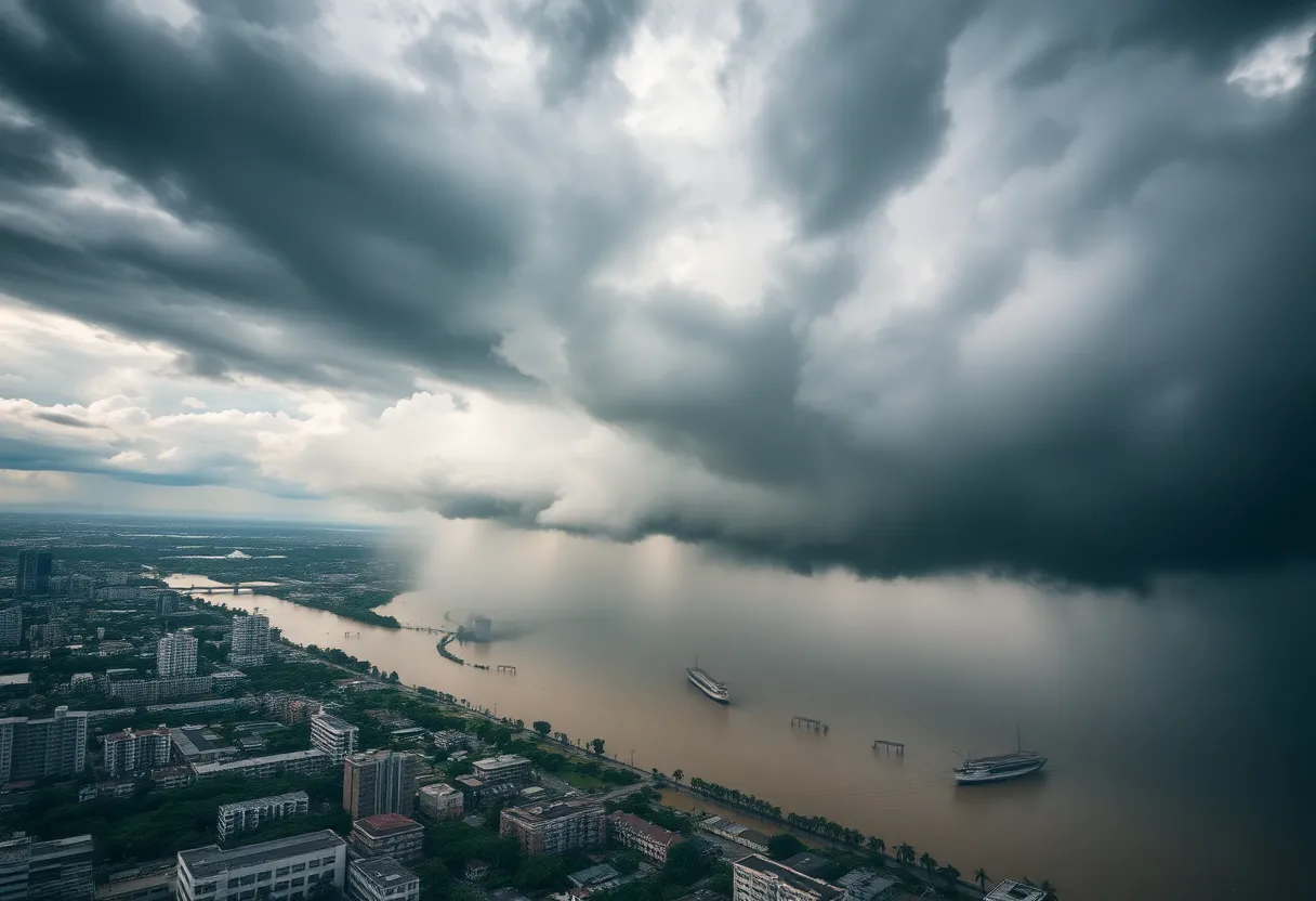 Aerial view of storm damage in Austin, Texas