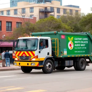 Austin waste collection vehicle during on-demand bulk pickup
