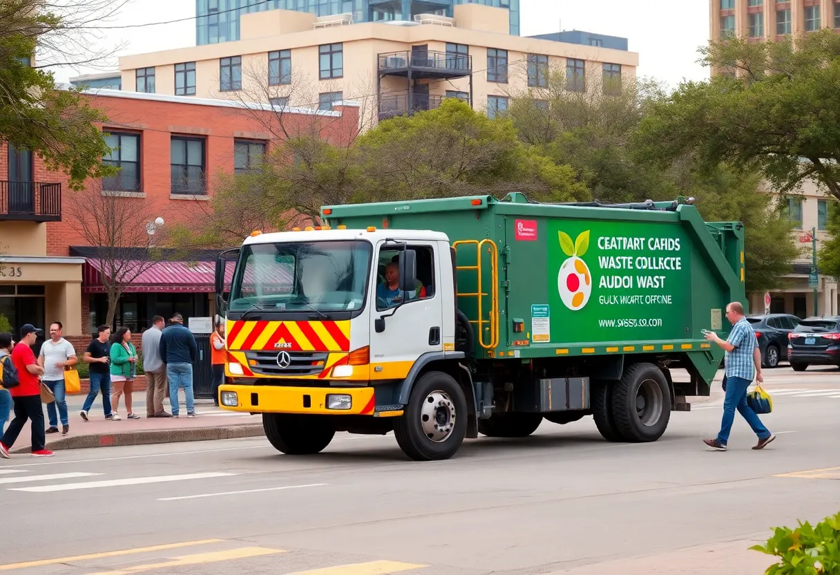 Austin waste collection vehicle during on-demand bulk pickup