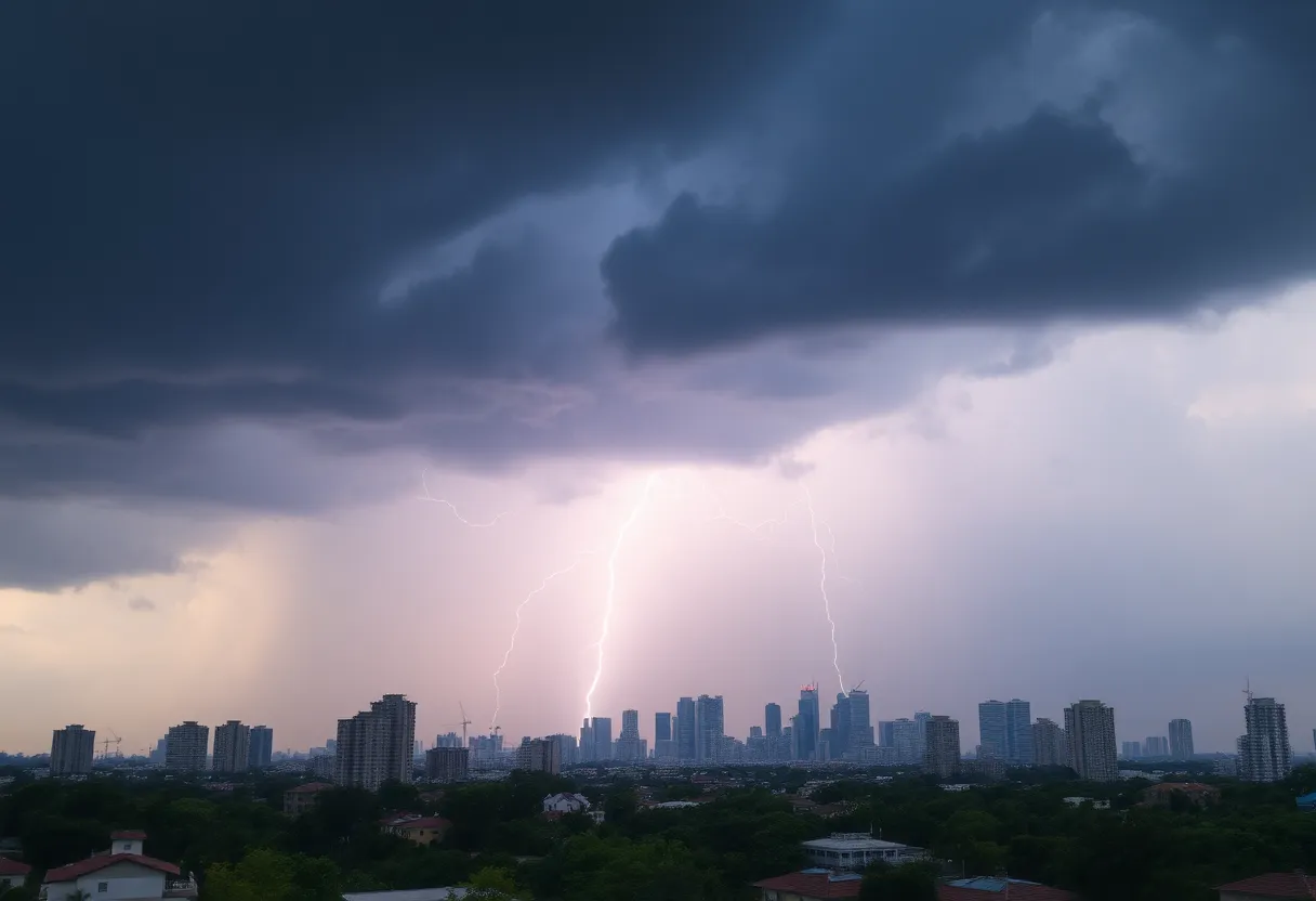 Thunderstorm over Austin skyline