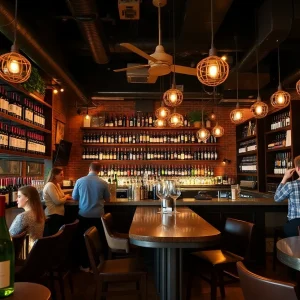 Interior of an award-winning wine bar with a diverse selection of wines