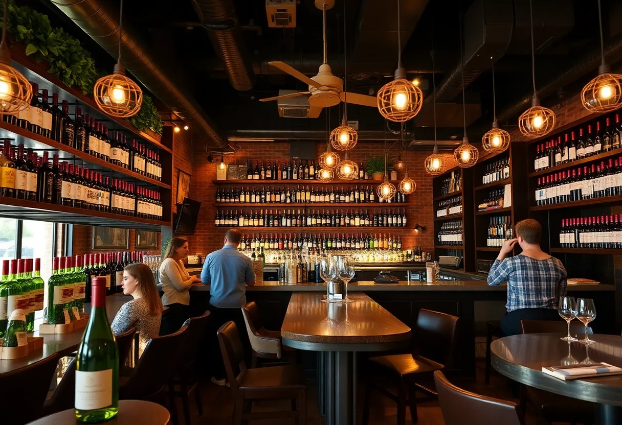 Interior of an award-winning wine bar with a diverse selection of wines