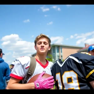 High school athlete touring college football campuses