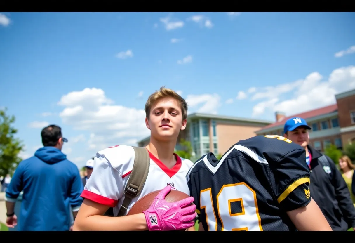 High school athlete touring college football campuses