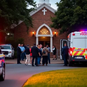 Police responding to a shooting incident outside a church.