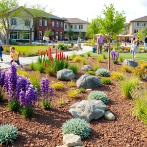 Community park with innovative landscaping features