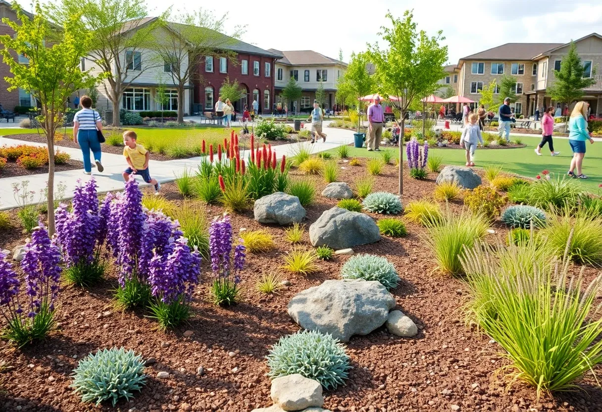 Community park with innovative landscaping features