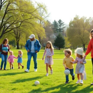 Families enjoying time together in a community park.