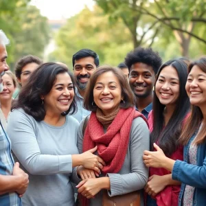 Community members helping a veteran in Austin