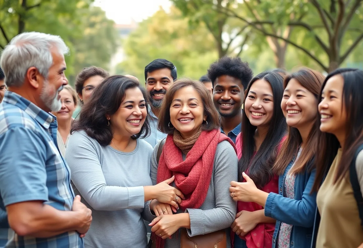 Community members helping a veteran in Austin
