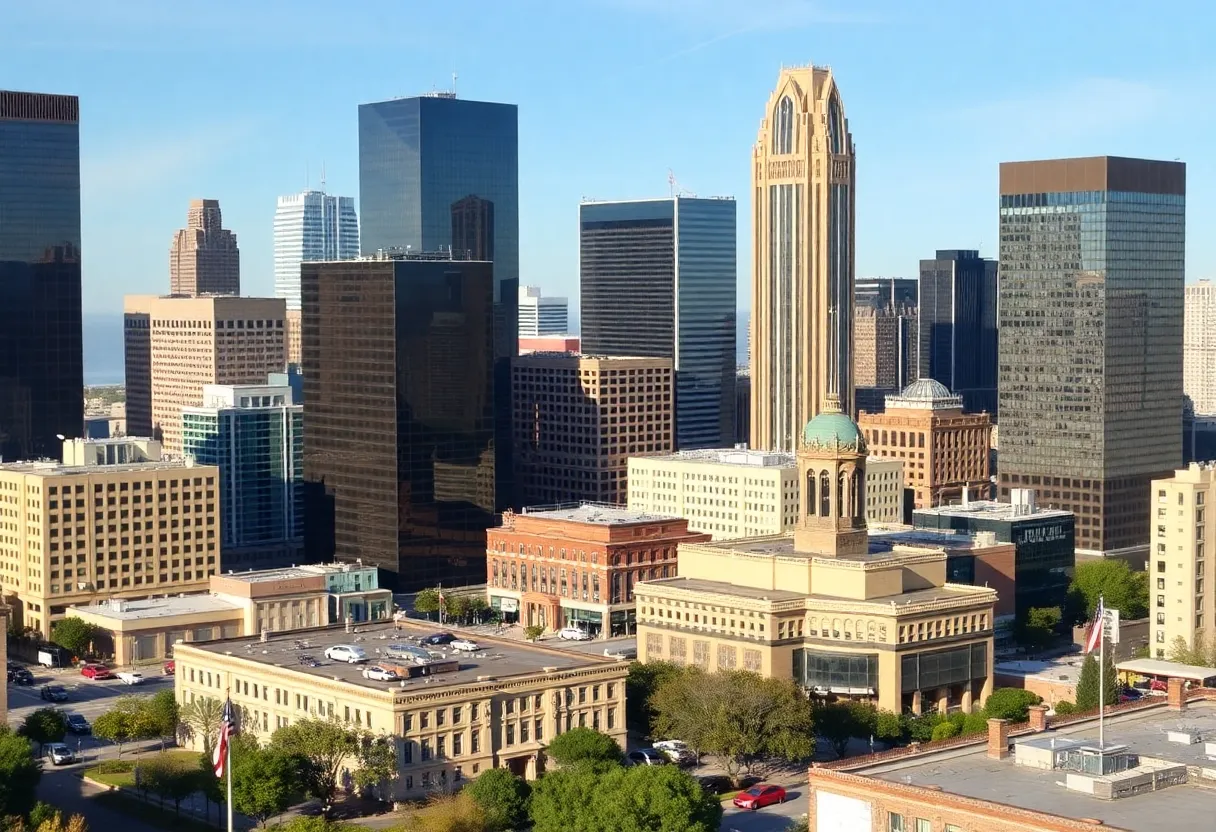 Dallas Skyline with Financial Growth Theme