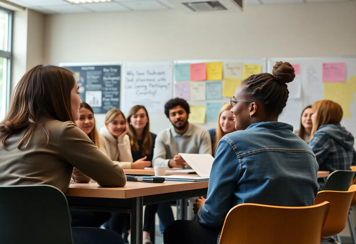 Students participating in an inclusive classroom discussion