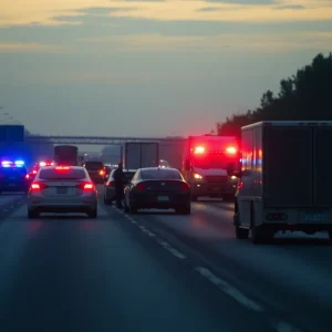 Scene of a multi-vehicle crash on I-35 in Round Rock, Texas