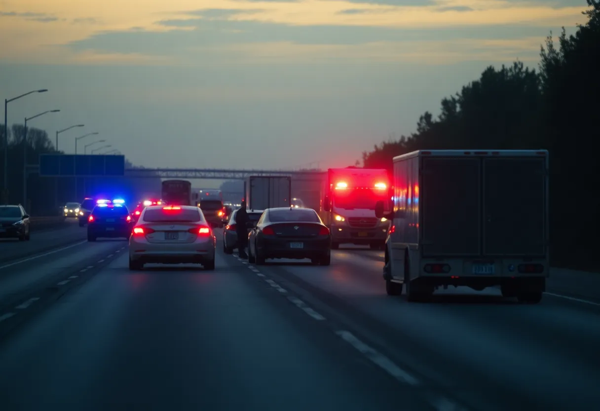 Scene of a multi-vehicle crash on I-35 in Round Rock, Texas