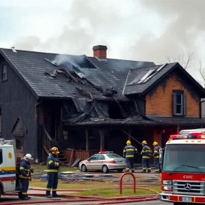 Firefighters at the scene of a house fire in East Austin