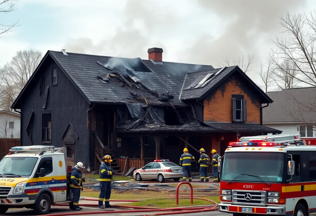 Firefighters at the scene of a house fire in East Austin