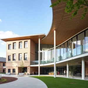 Modern architectural design of Eastside Early College High School