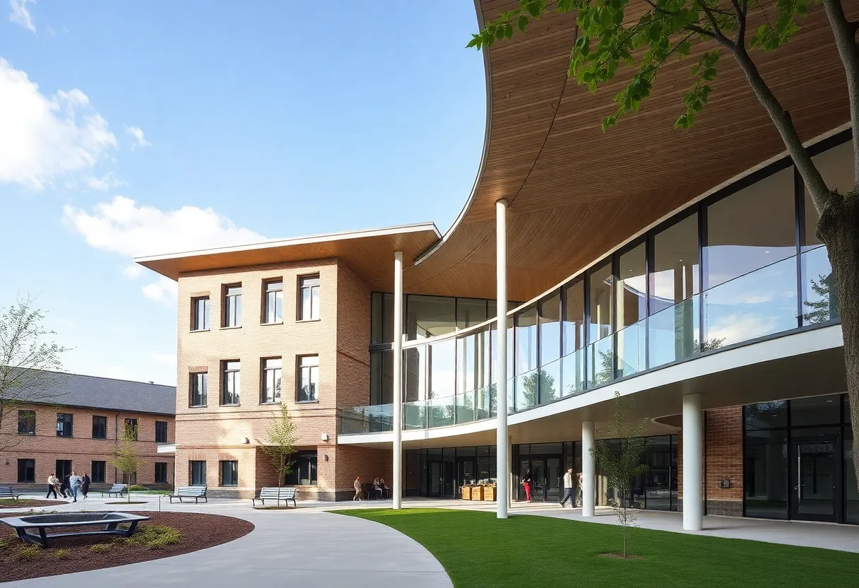 Modern architectural design of Eastside Early College High School