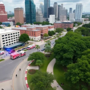 Houston city landscape representing community resilience and safety initiatives.