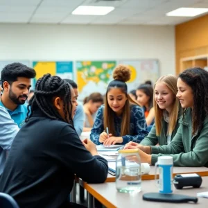 High school students participating in a classroom activity in Houston