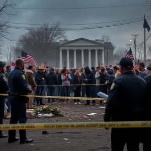 Crime scene in Minnesota surrounding political violence incident.