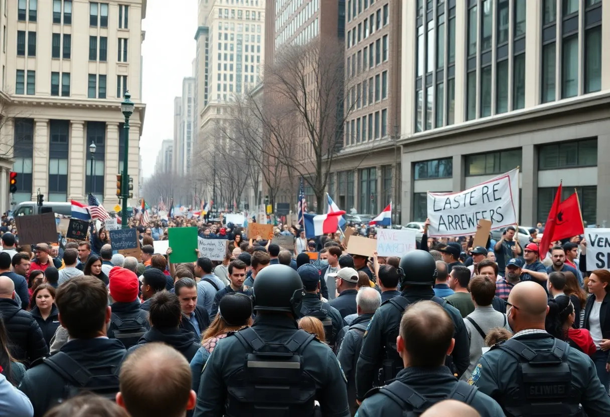 Protesters gathering in Los Angeles with National Guard present