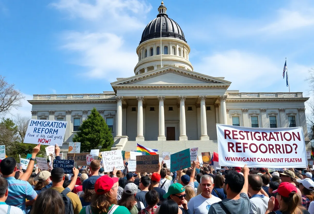 Participants at the No Kings protest in Austin holding signs.