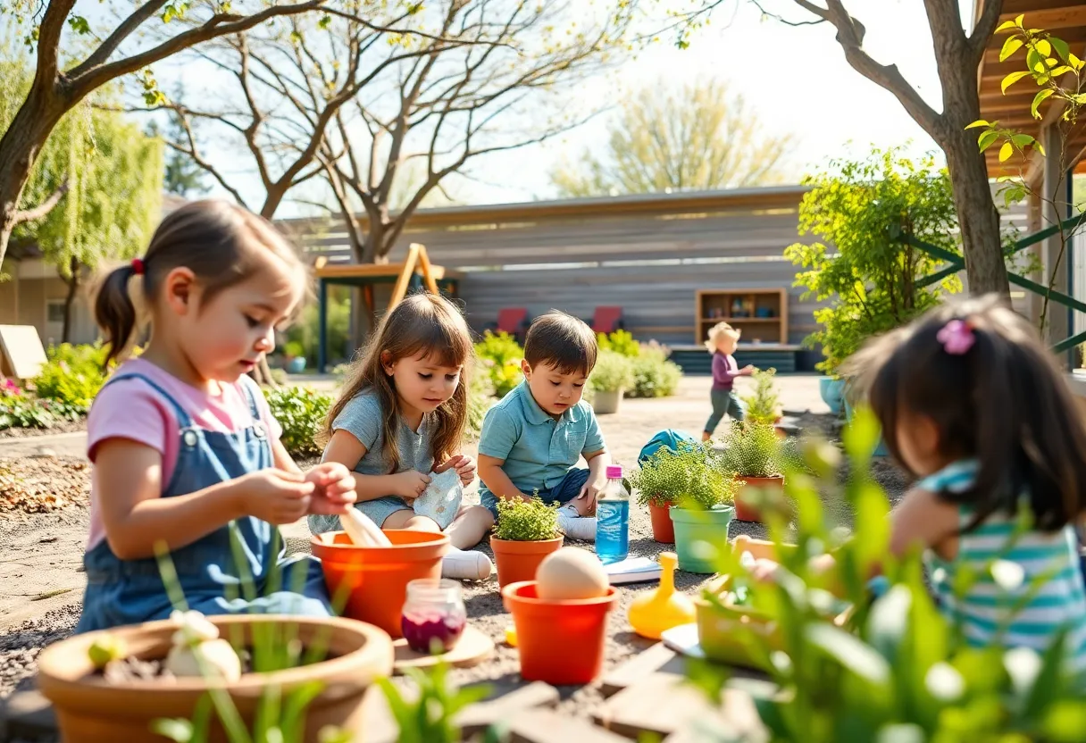 Children enjoying the outdoor learning environment at St. George's School
