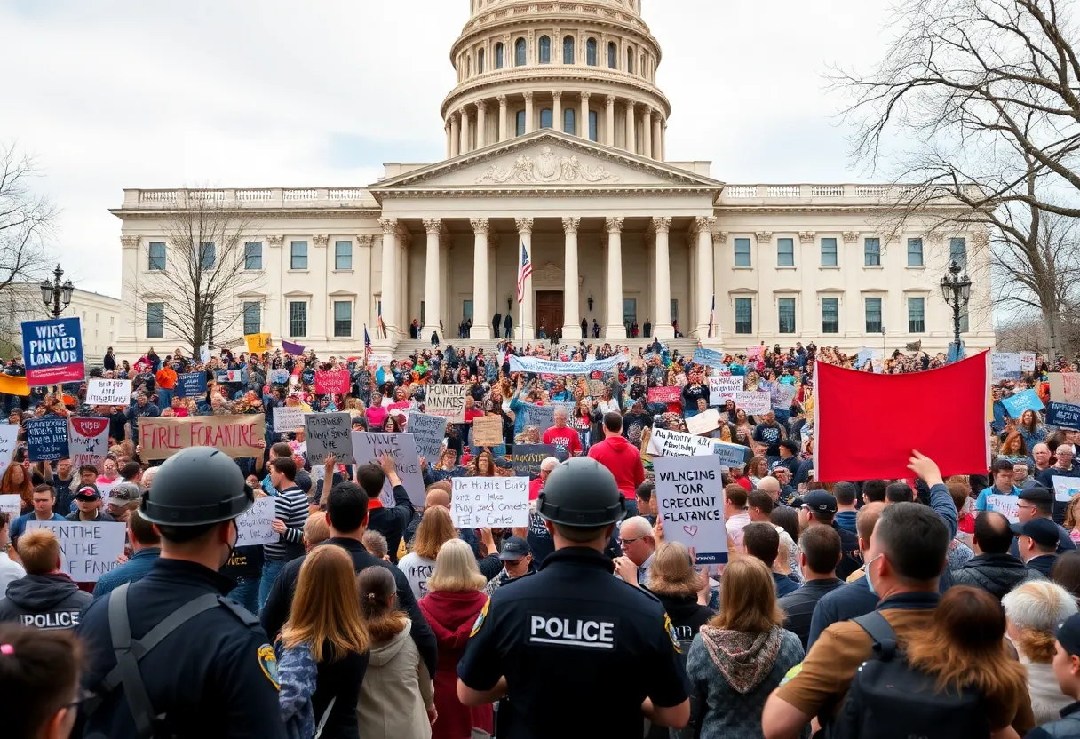 Crowd gathered at Texas State Capitol for a protest