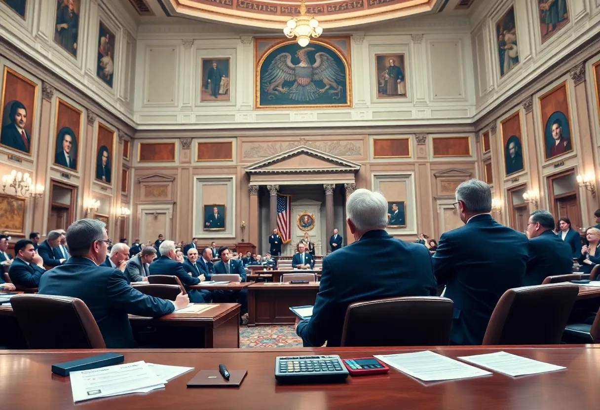 Senate lawmakers discussing the tax and spending package