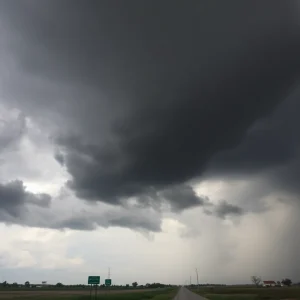 Stormy weather in Texas with dark clouds and strong winds