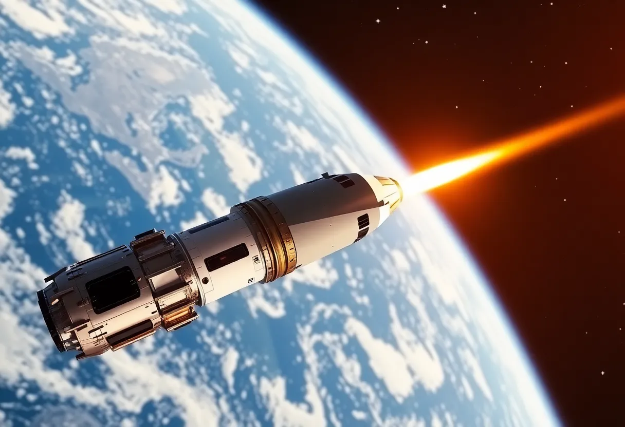 SpaceX Dragon spacecraft orbiting Earth