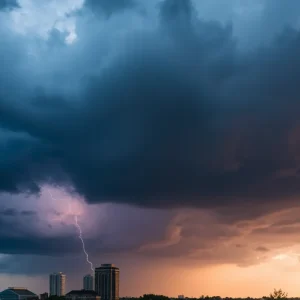 Severe storm clouds in Austin, Texas.
