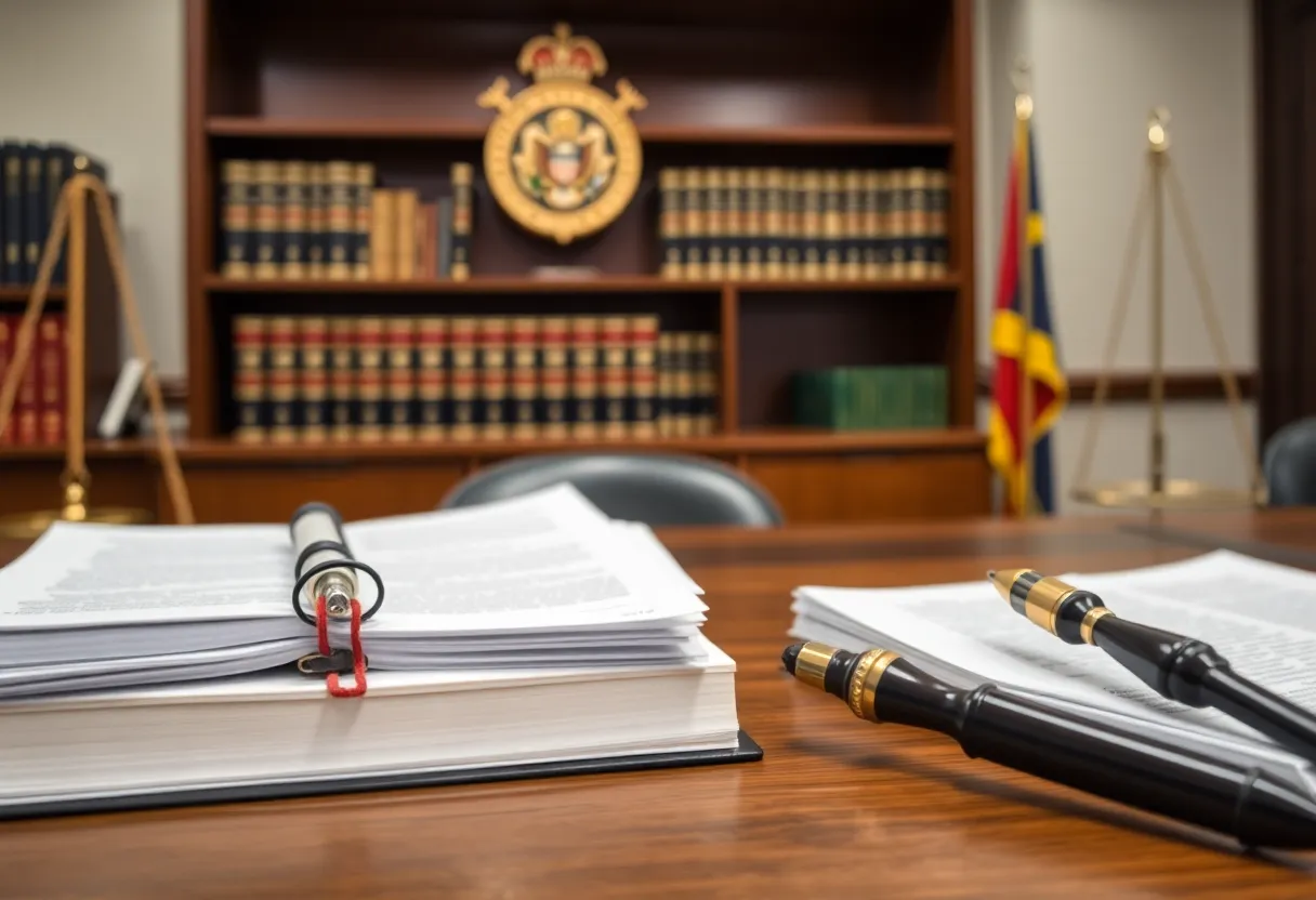 Texas Attorney General's Office with legal documents and books