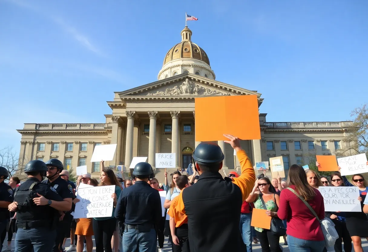 Protest at the Texas Capitol with law enforcement present
