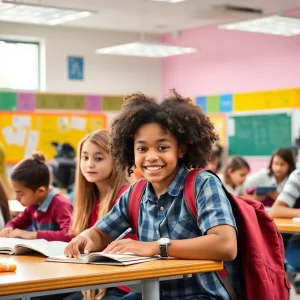Students in a classroom exploring various learning activities.