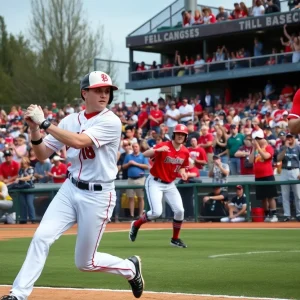 Texas Longhorns baseball players in action during a game