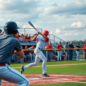 Texas Longhorns baseball team playing during a game.