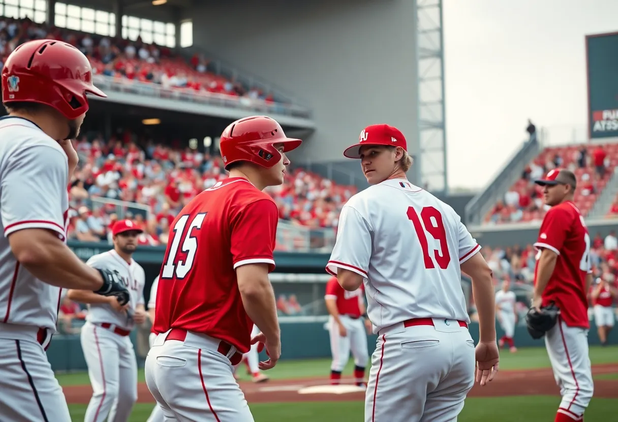 Texas Longhorns baseball team playing in a game